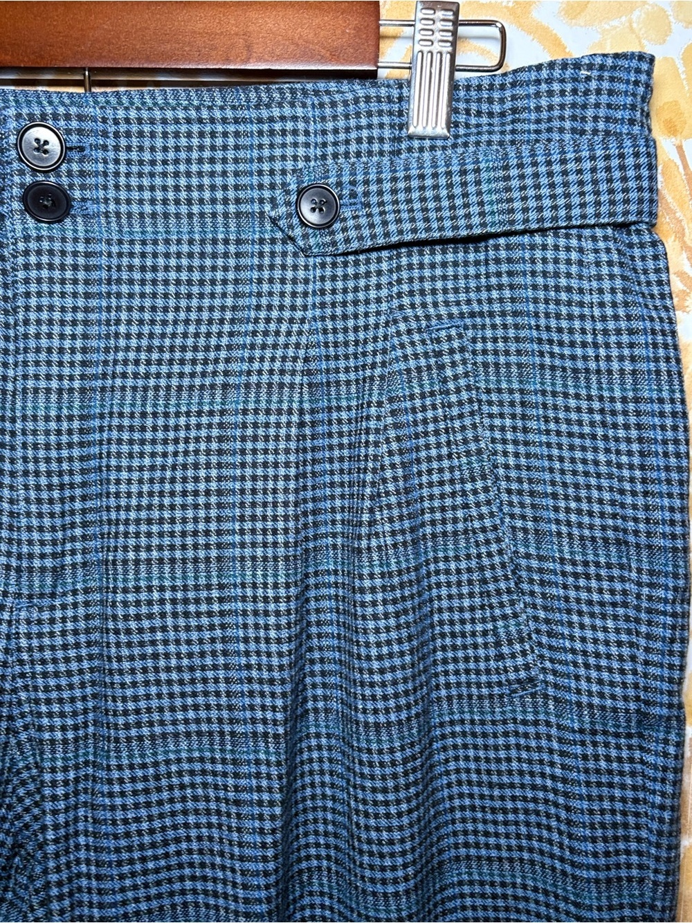 Sundance Blue Plaid Cropped Pants Boho Artisan Trouser Ankle Pants Casual Chic - Picture 6 of 9